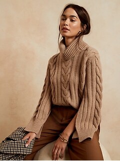 Merino-Cashmere Split-Sleeve Sweater