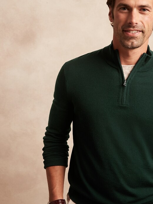 Image number 3 showing, Italian Merino Half-Zip Sweater