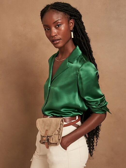 banana republic satin blouse