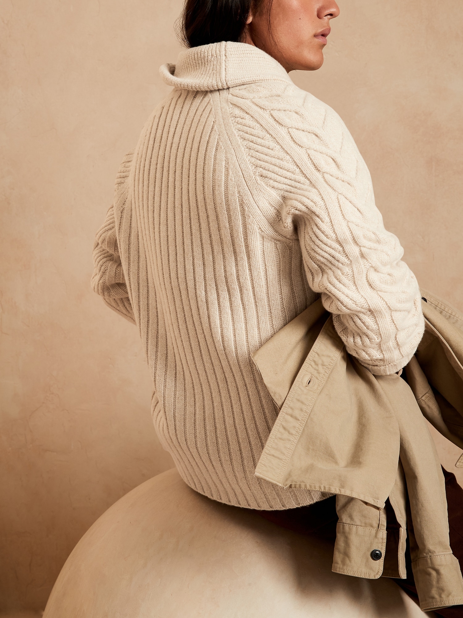 Shawl-Collar Cardigan Sweater