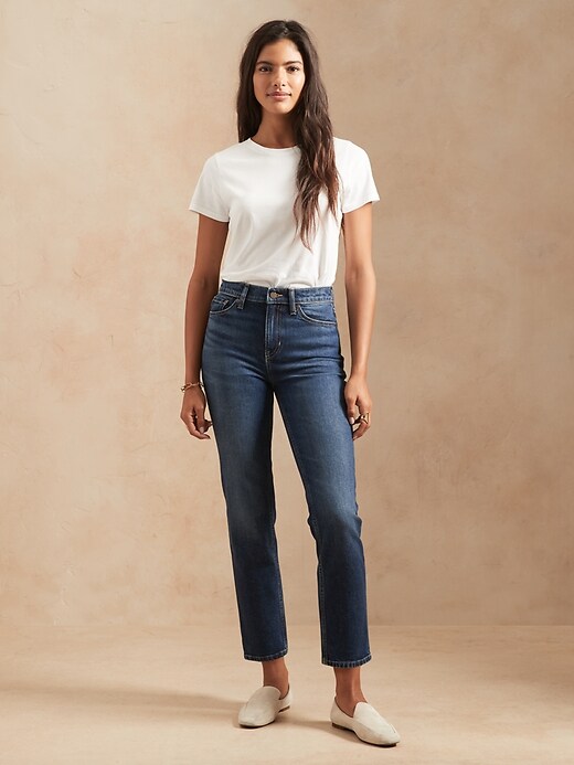 Image number 2 showing, High-Rise Straight Organic Ankle Jean