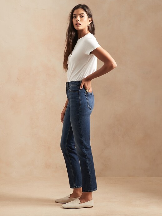 Image number 4 showing, High-Rise Straight Organic Ankle Jean