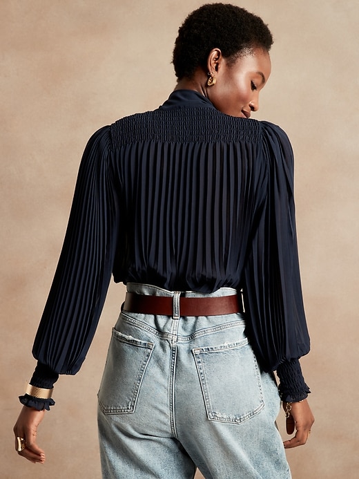 Pleated TieNeck Top Banana Republic