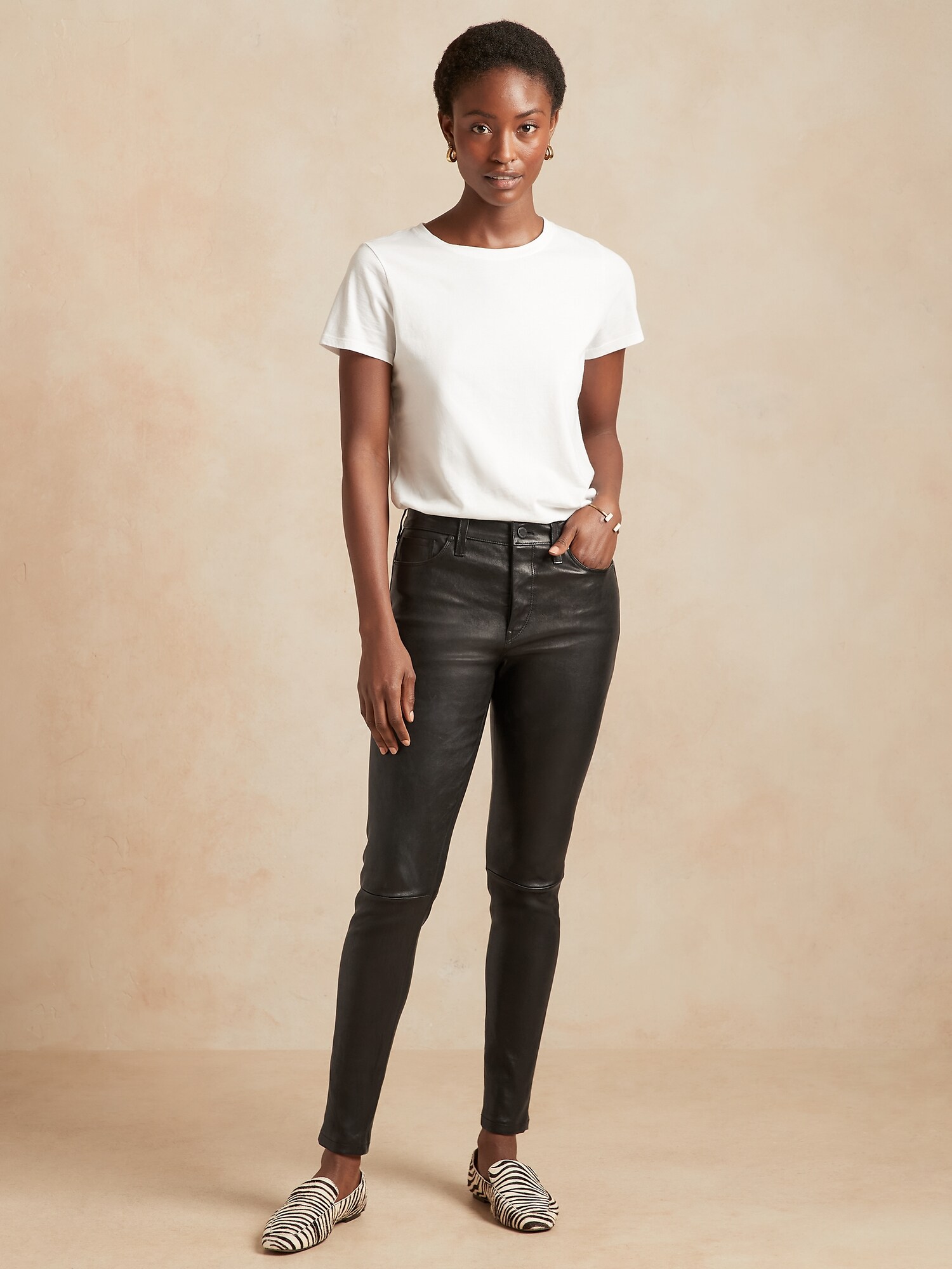 Mid-Rise Skinny Leather Pant