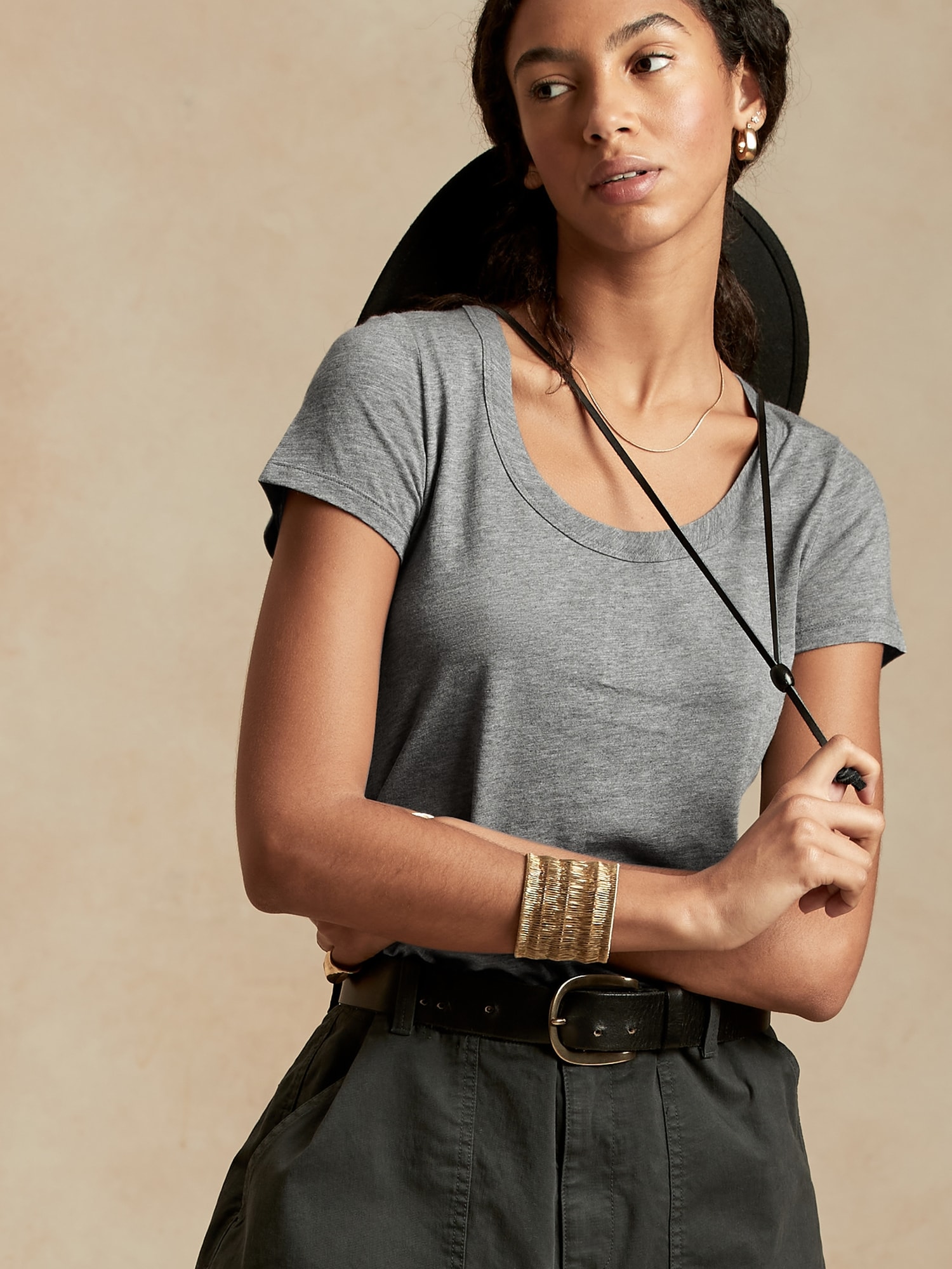 Slub Scoop-Neck T-Shirt | Banana Republic