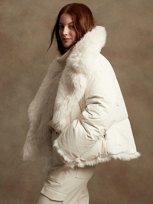 Image number 3 showing, Reversible Faux Fur Down Jacket
