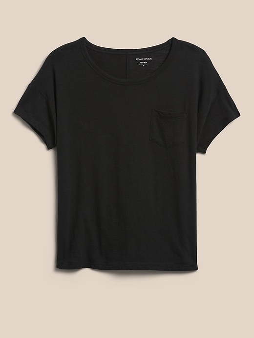 L'image numéro 4 présente T-shirt en coton et modal en fil flammé