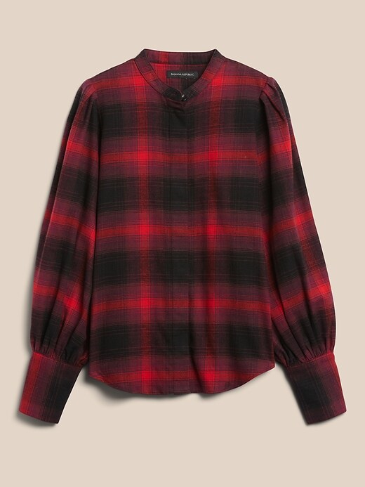 Image number 7 showing, Organic Cotton Flannel Bishop-Sleeve Blouse