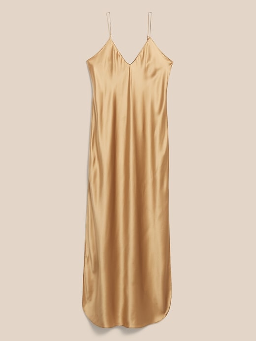 banana republic gold slip dress NWT Banana Republic Bias-Cut Satin Midi Dress Marshland Brown Sz PXS