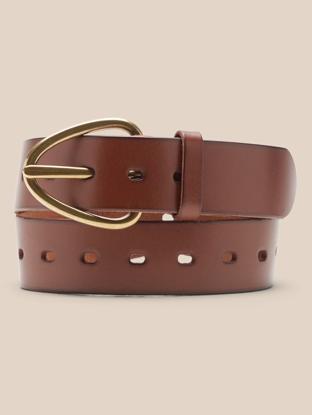 Brown Leather V-buckle Belt 