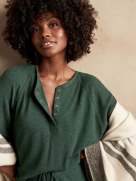 Image number 3 showing, Waffle-Knit Henley Top