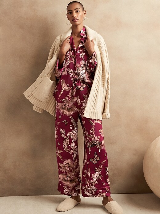 Image number 1 showing, Long-Sleeve Satin Pajama Set