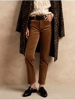 Petite High-Rise Straight Corduroy Ankle Pant
