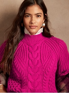 Petite Cashmere Cable-Knit Sweater