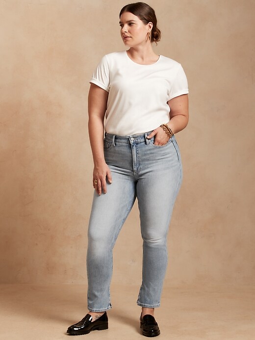 Image number 5 showing, High-Rise Slim Jean with Split Hem