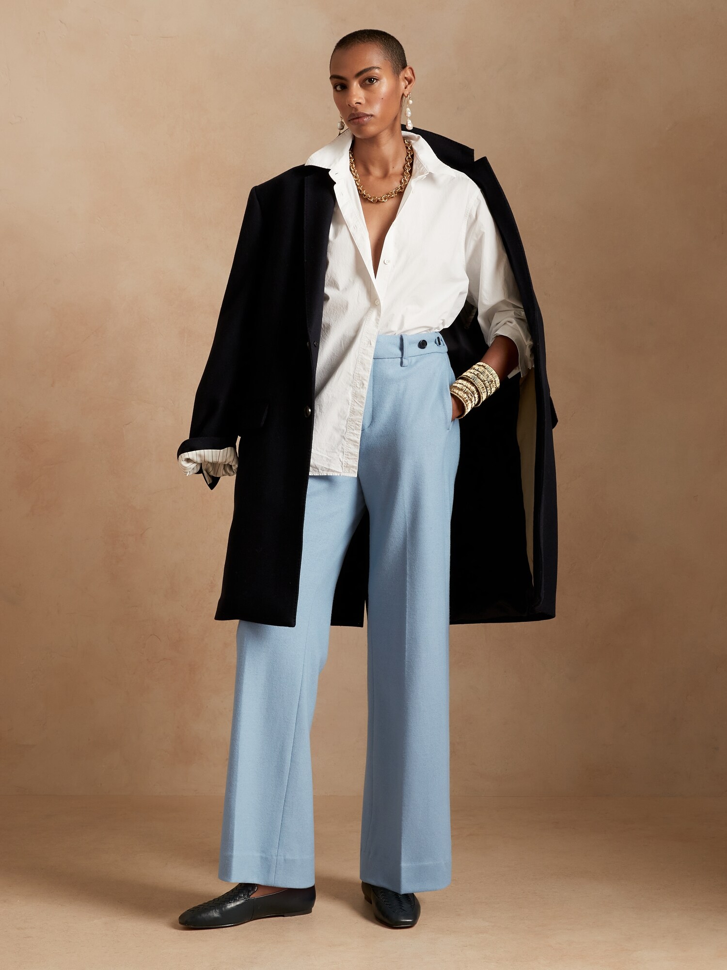 Wide-Leg Wool-Blend Pant | Banana Republic