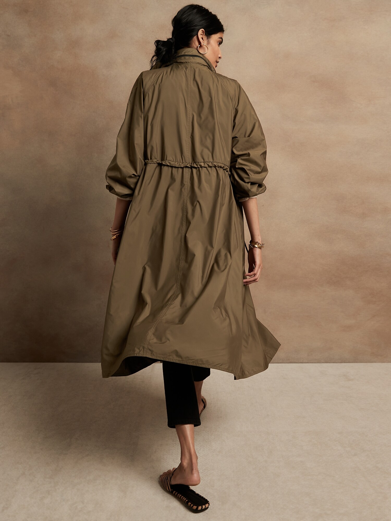 Khaki raincoat 2024 with hood