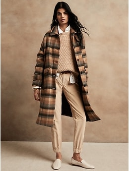 Oversized Plaid Italian Melton Coat | Banana Republic