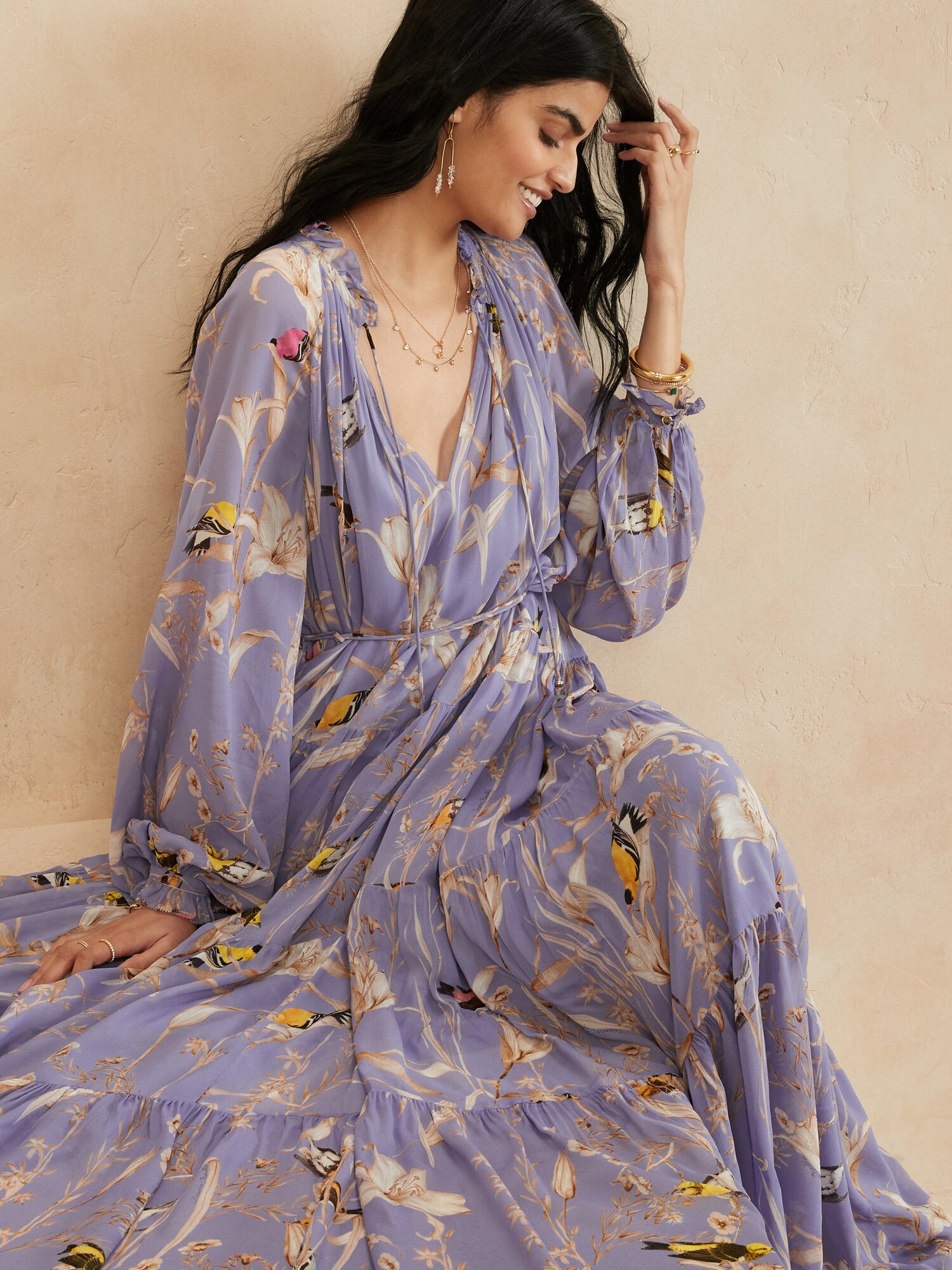 Banana republic store tiered maxi dress