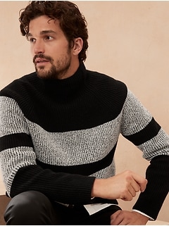 Italian Merino-Blend Chest Stripe Sweater