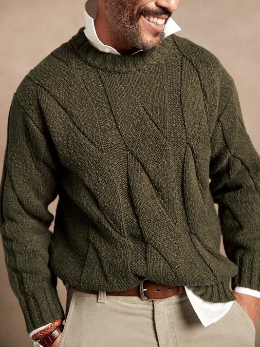 Chandail surdimensionné en tricot de coton-lin torsadé
