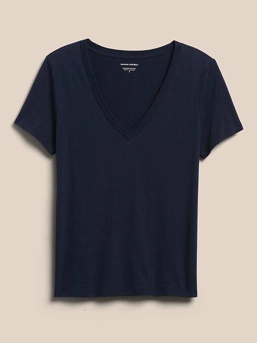 L'image numéro 4 présente T-shirt à col en V en coton SupimaMD
