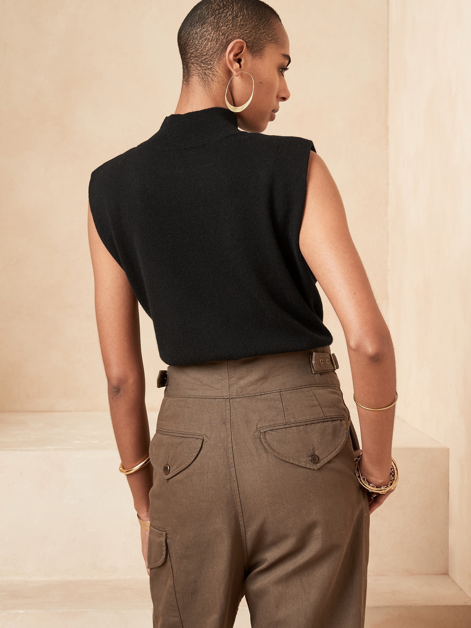 Image number 2 showing, Franca Cashmere Padded-Shoulder Top