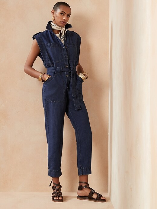 Gap denim sales utility jumpsuit