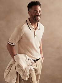 Silk-Linen Sweater Polo | Banana Republic