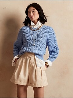 Petite Cotton Cable-Knit Sweater
