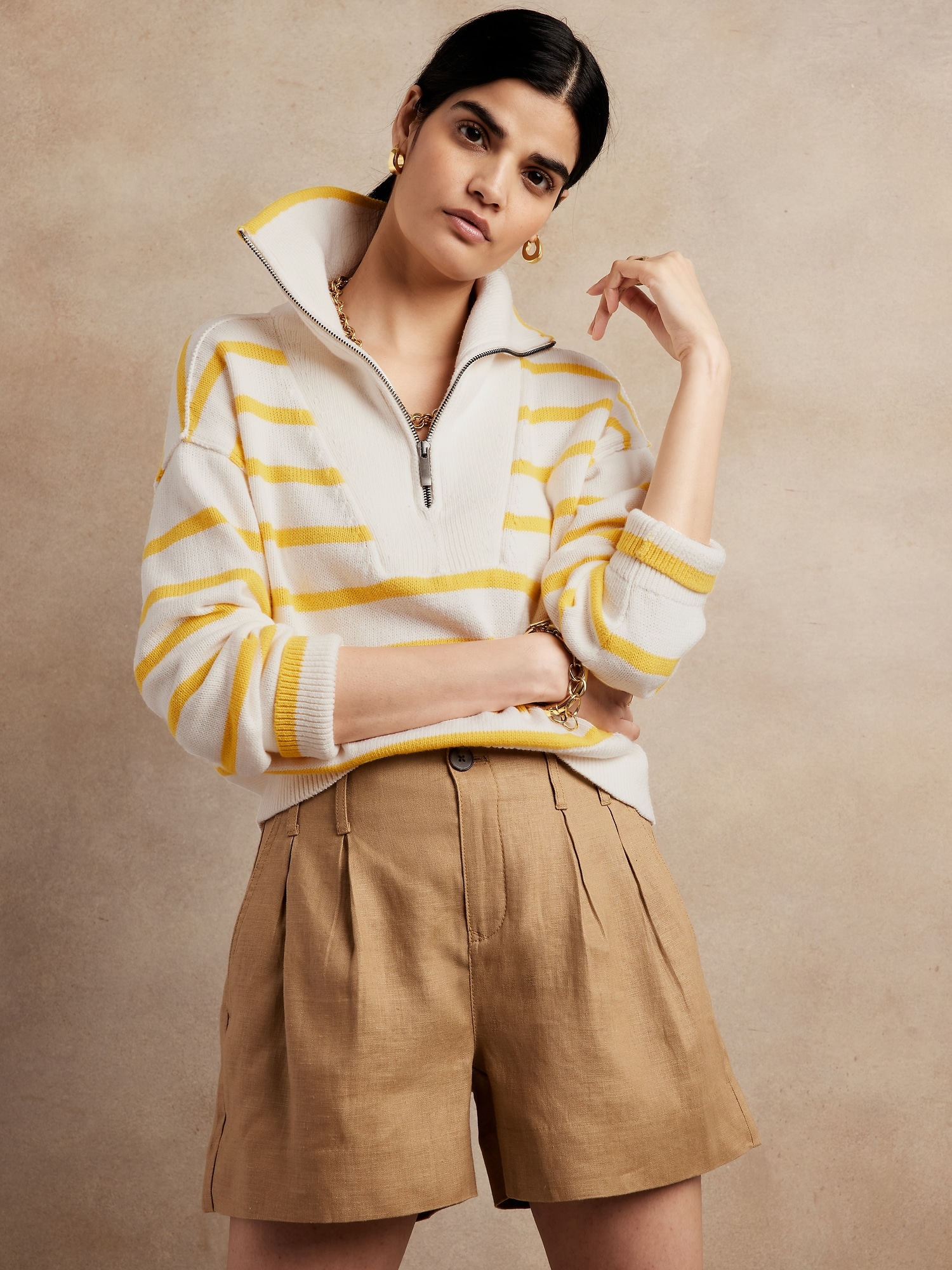 Oversized Half-Zip Sweater | Banana 