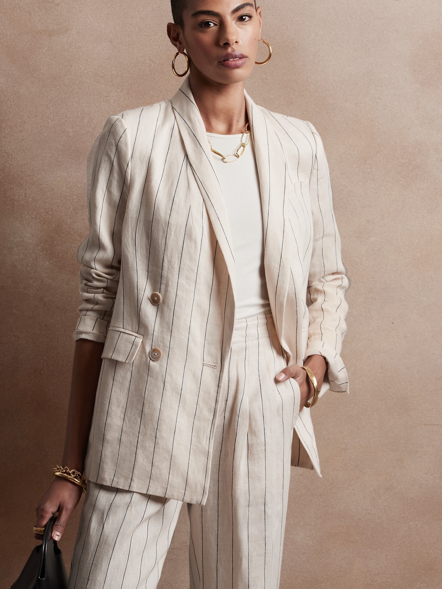 Petite white hot sale linen blazer