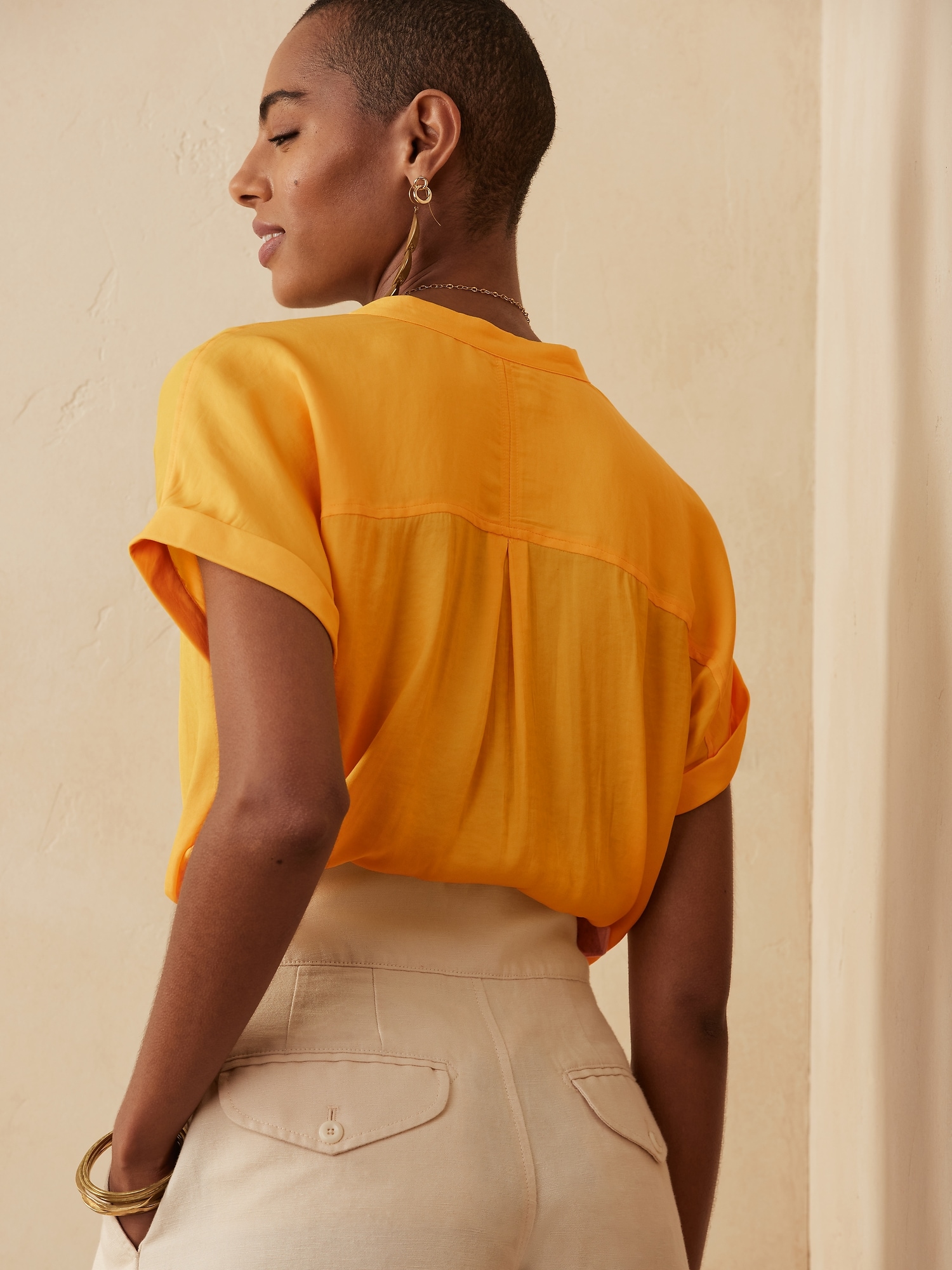 Roll-Cuff Top | Banana Republic