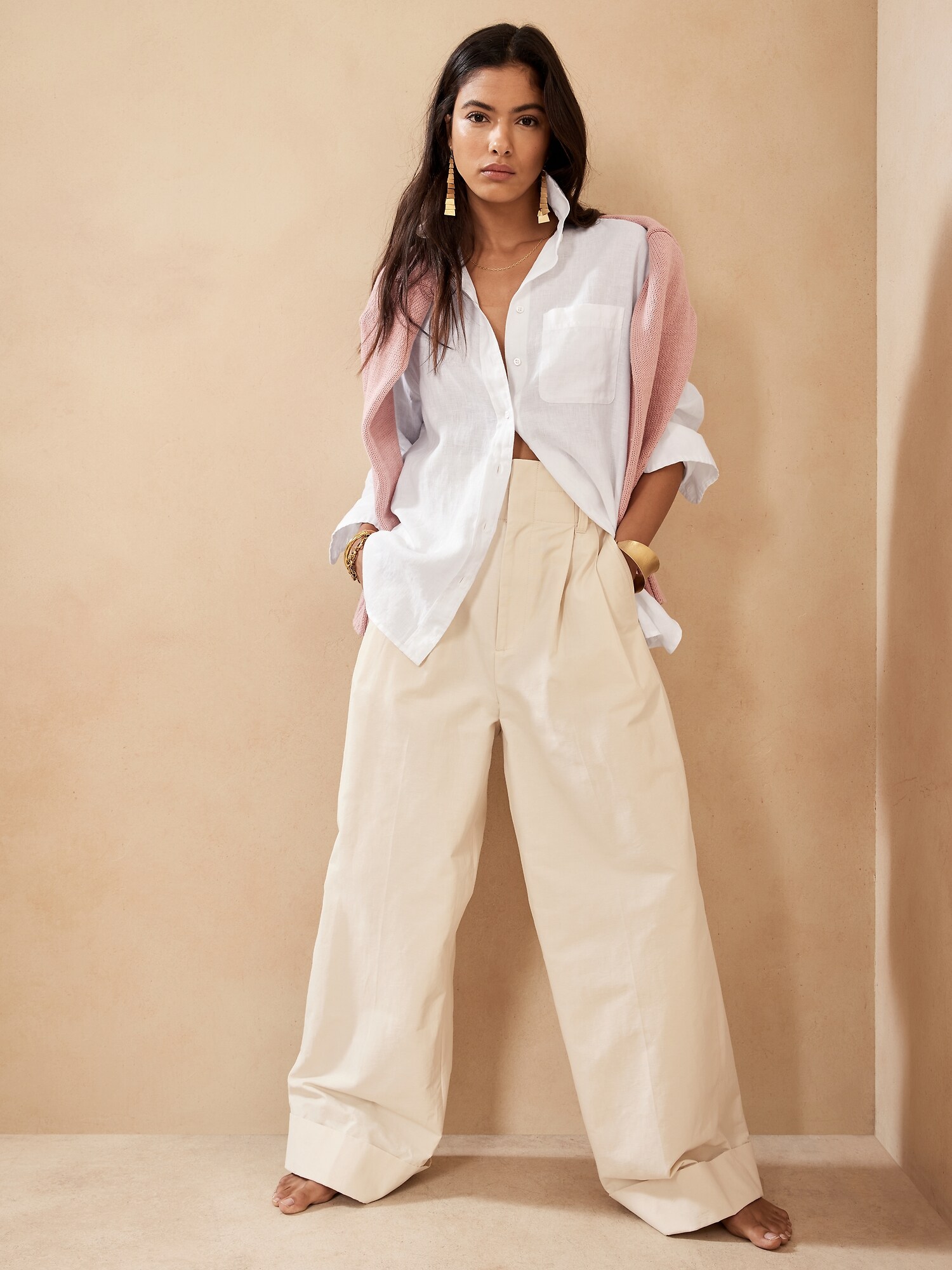 Petite Oversized Linen Shirt | Banana 