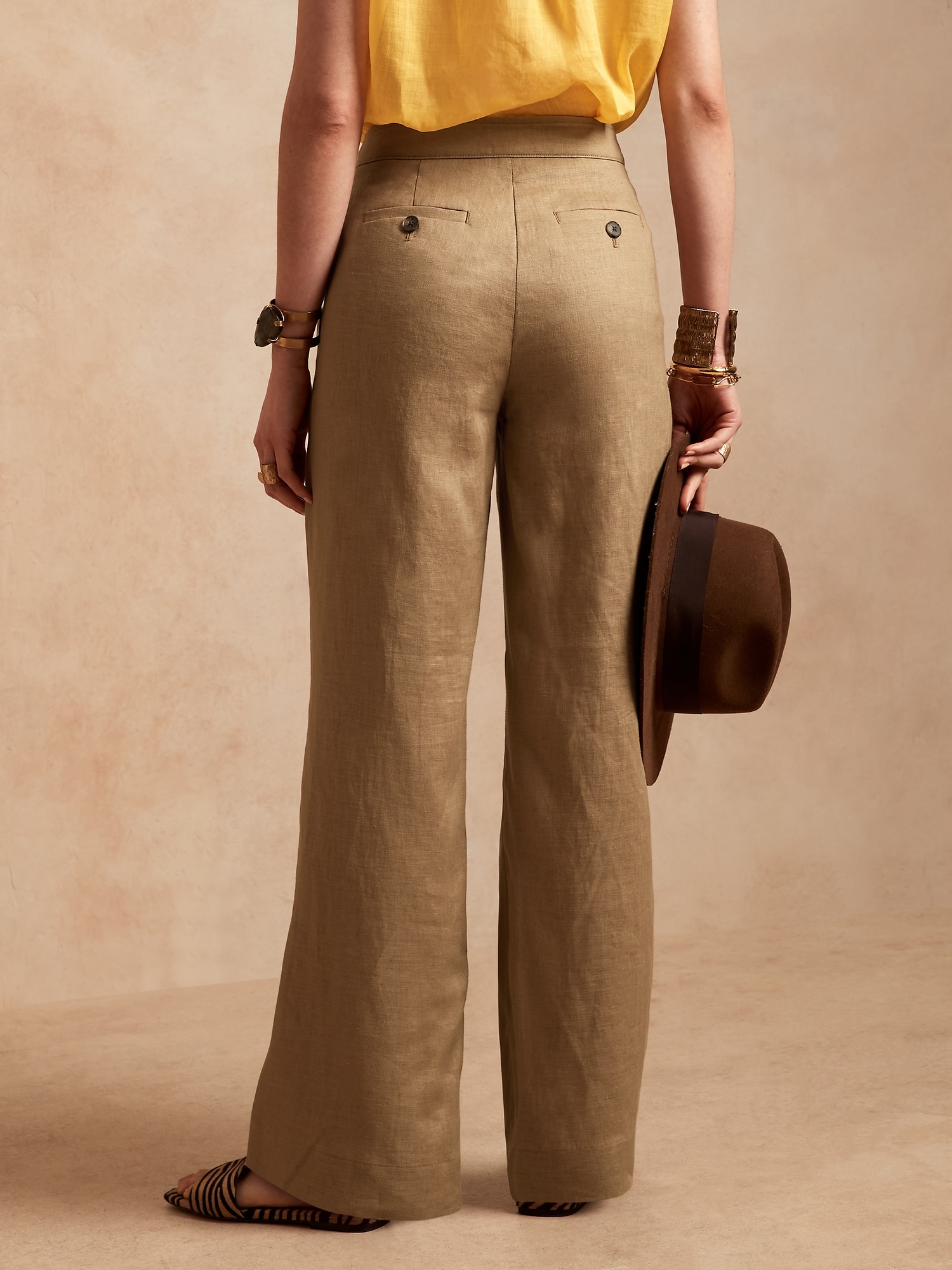 Pants - Brown Wide Leg Linen Pants
