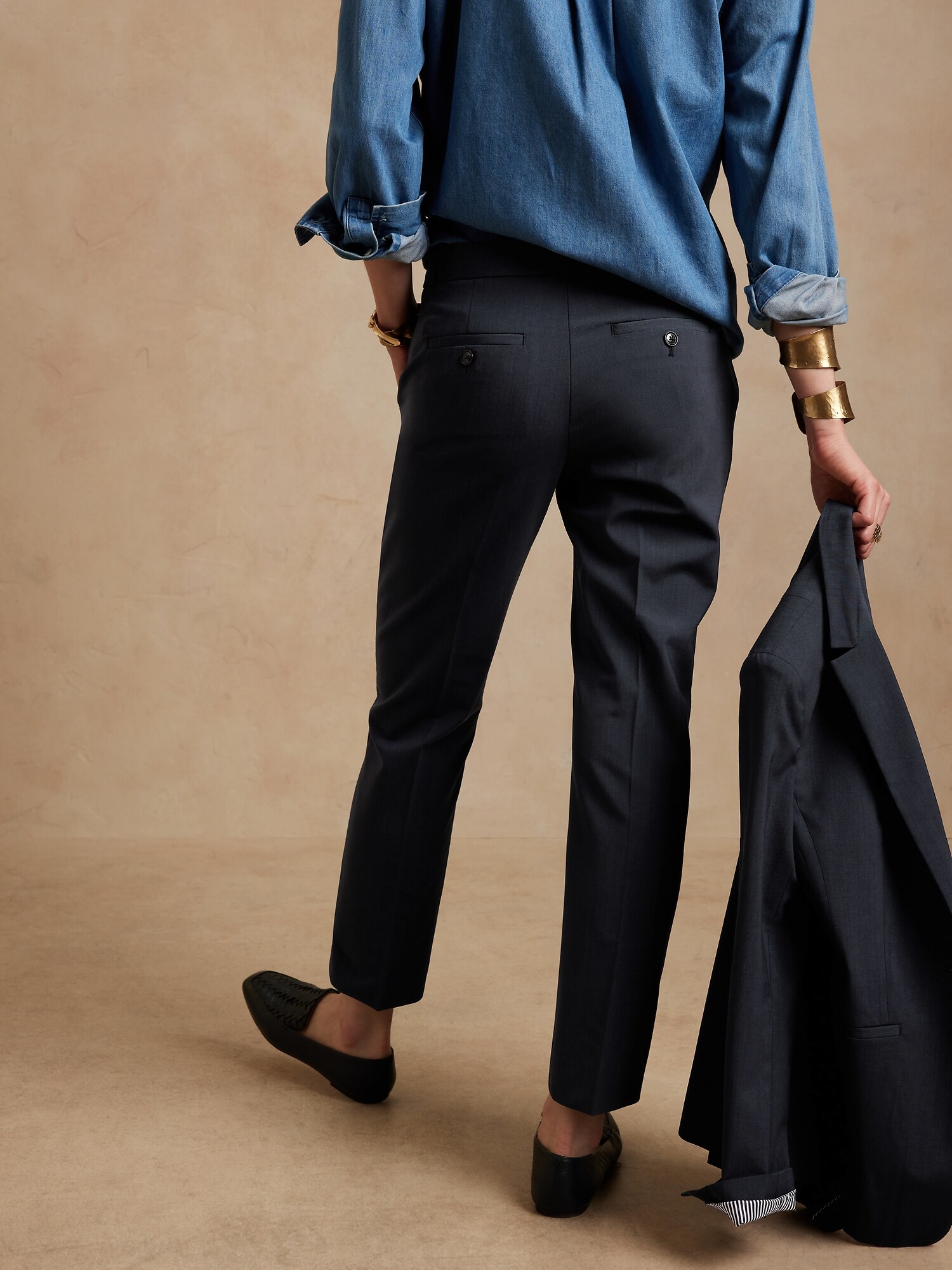 Avery Straight Wool-Blend Pant | Banana 