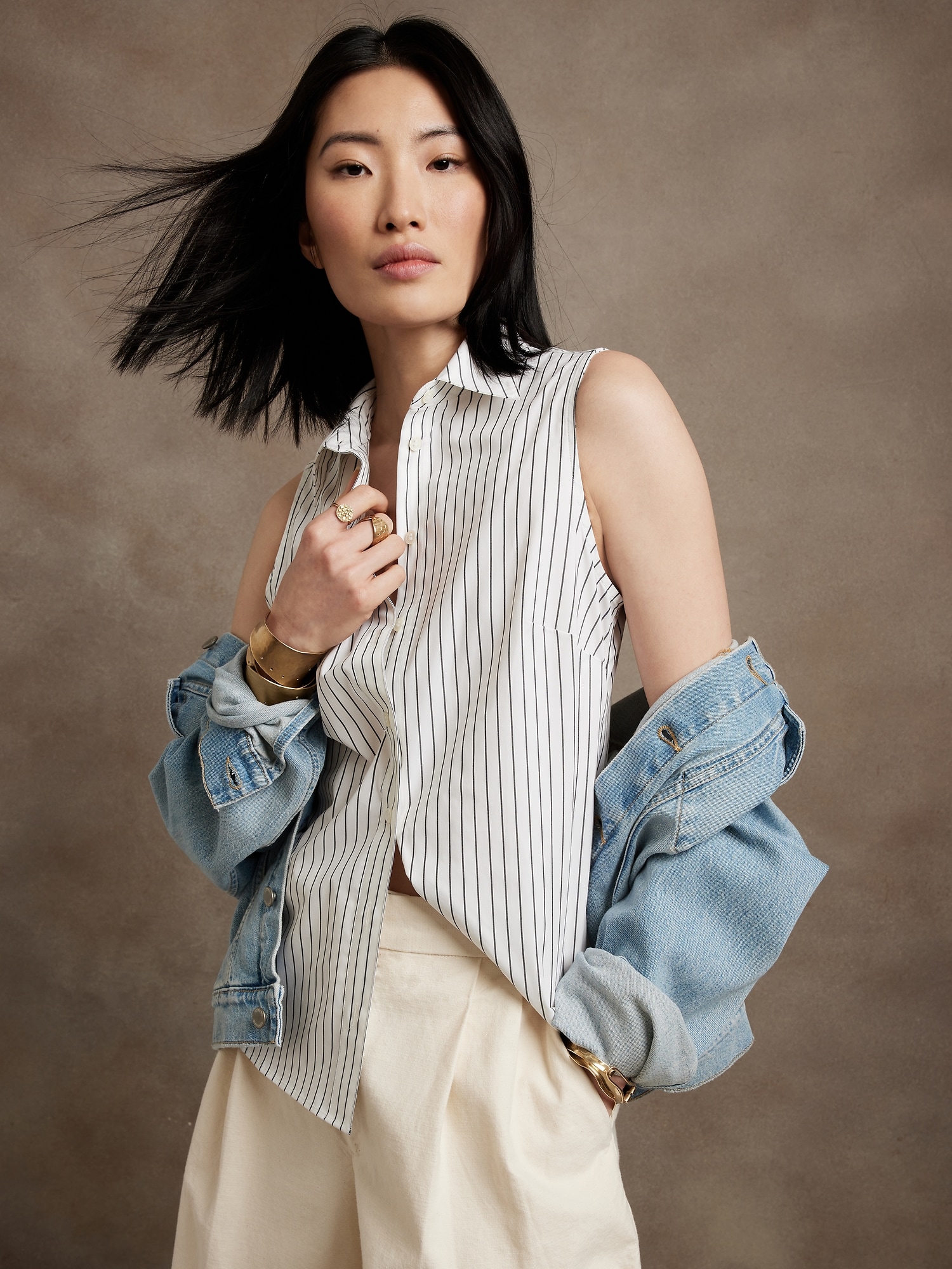 Image number 1 showing, Riley Tailored Sleeveless Shirt