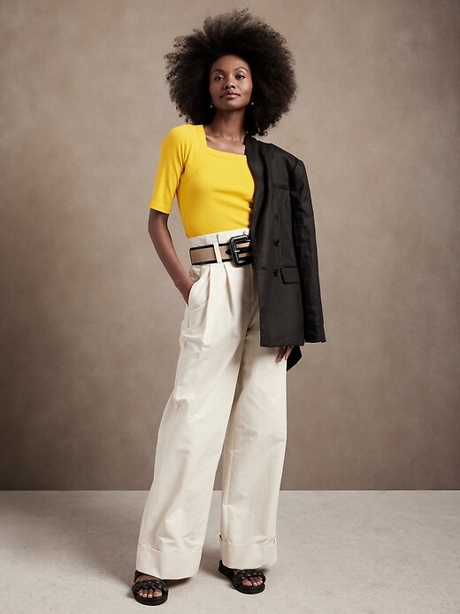yellow square neck top