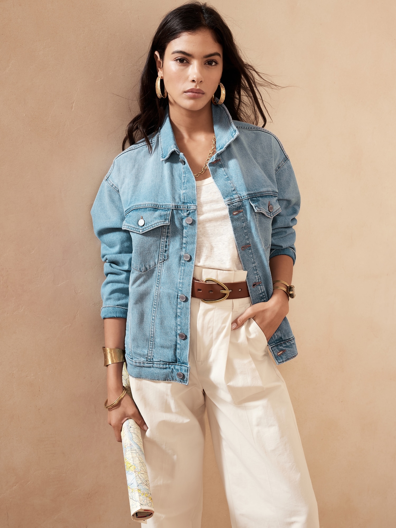 Where can I find an oversized denim jacket like this? I'm looking for a  black and medium wash jacket : r/PetiteFashionAdvice