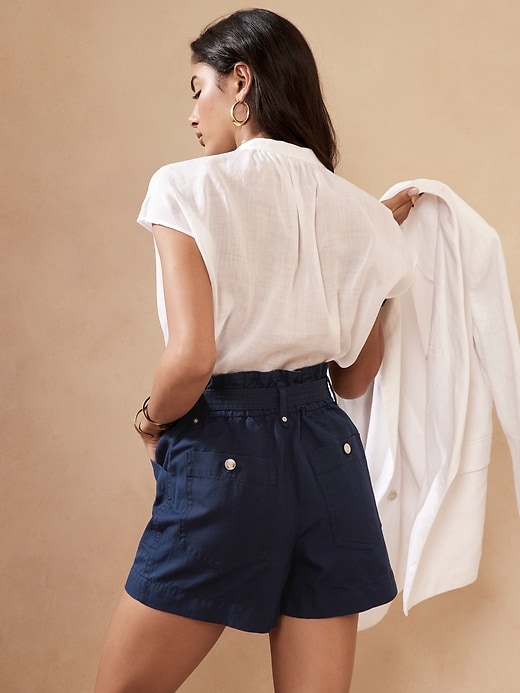 Navy deals paperbag shorts