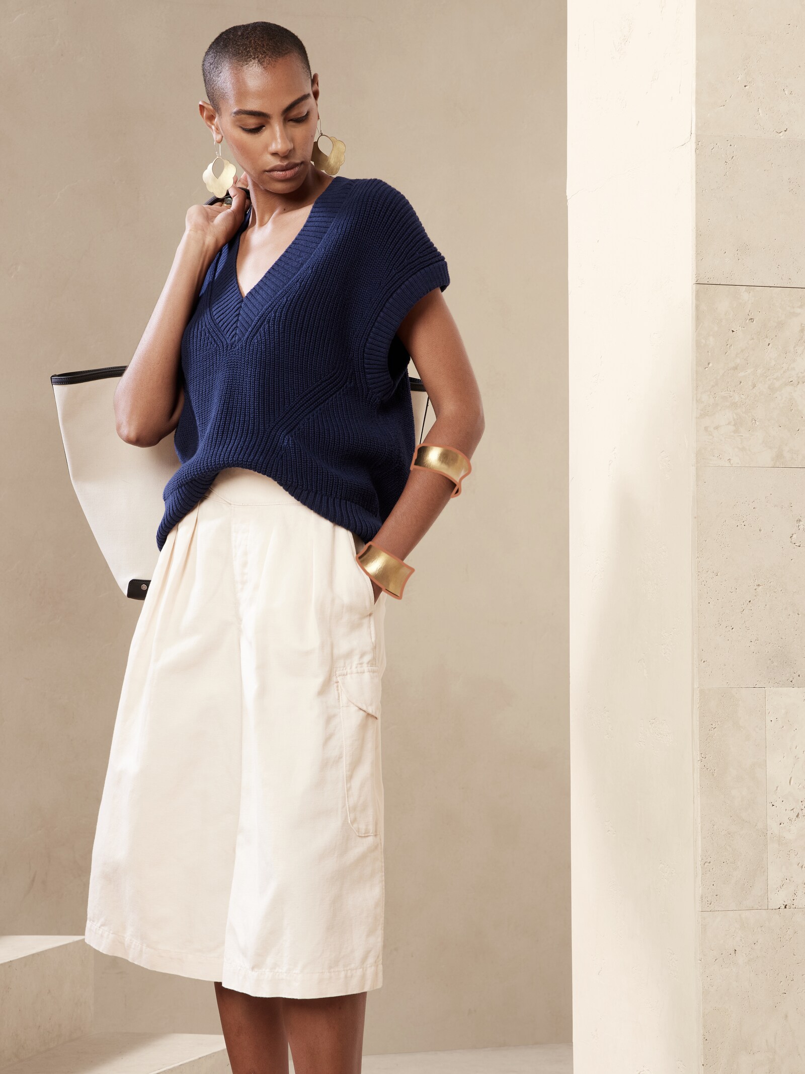 Cima Oversized Sweater Vest | Banana 