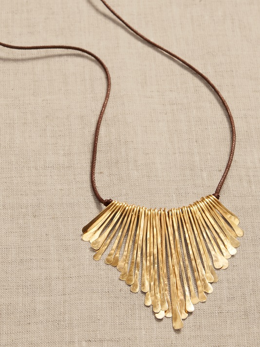 Brass Feather Bib Necklace | Aureus + Argent