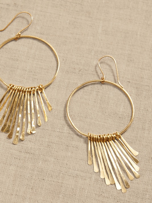 Brass Feather Hoops | Aureus + Argent