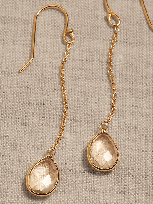 Teardrop Gemstone Chain Earrings &#124 Aureus + Argent