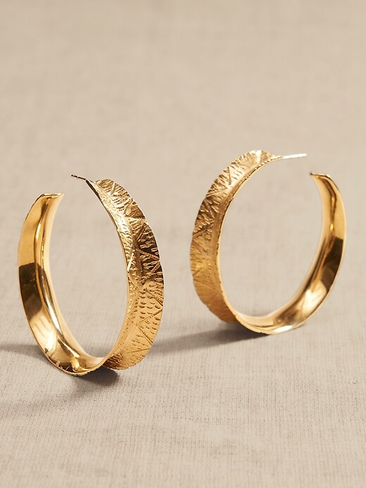 Karana Etched Brass Hoop Earrings &#124 Aureus + Argent