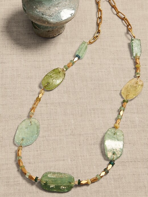 Roman Glass & Brass Bead Necklace &#124 Aureus + Argent