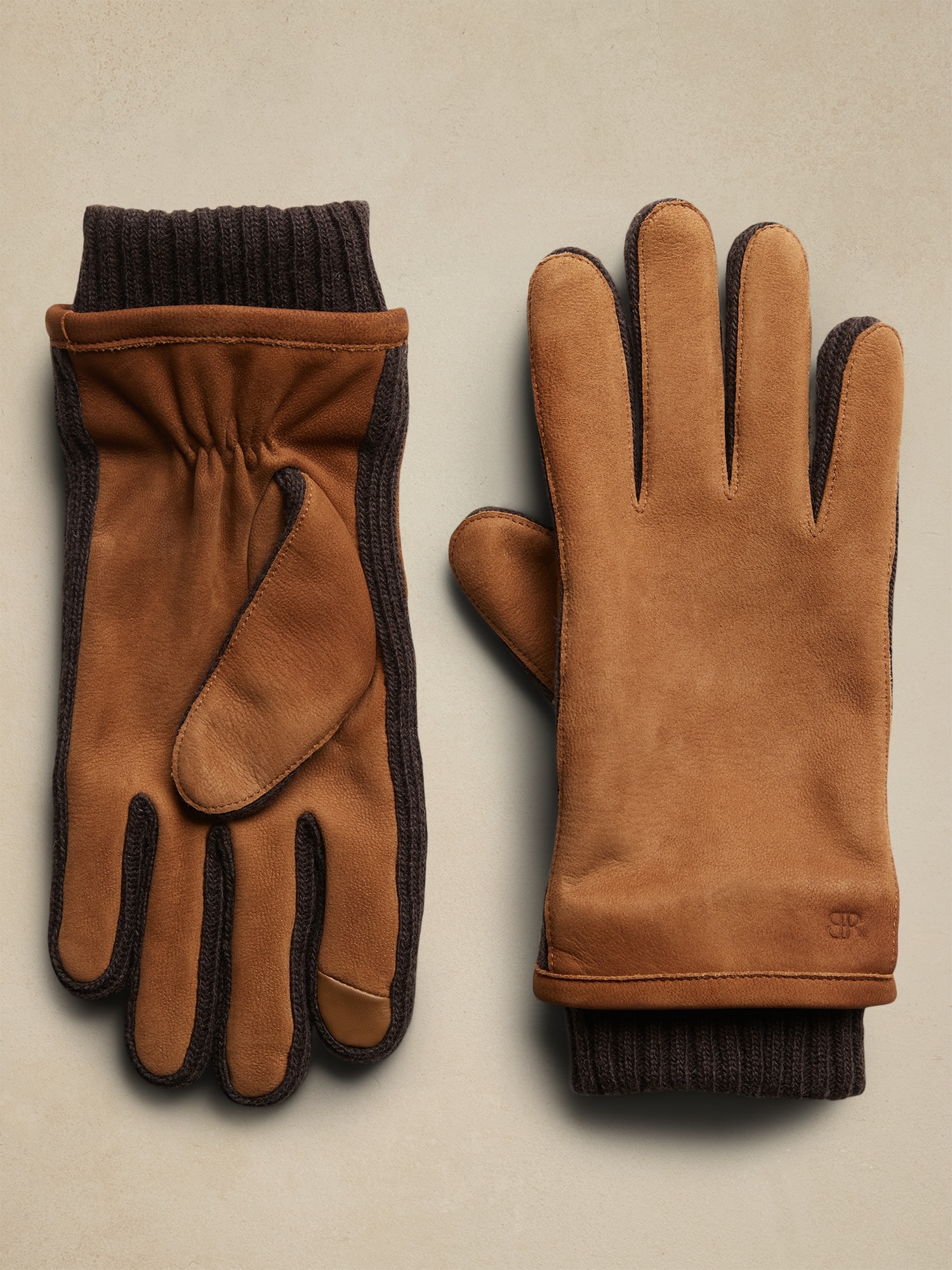 Knit Cuff Leather Gloves