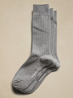 Heather Gray Ribbed Sock 3-Pack