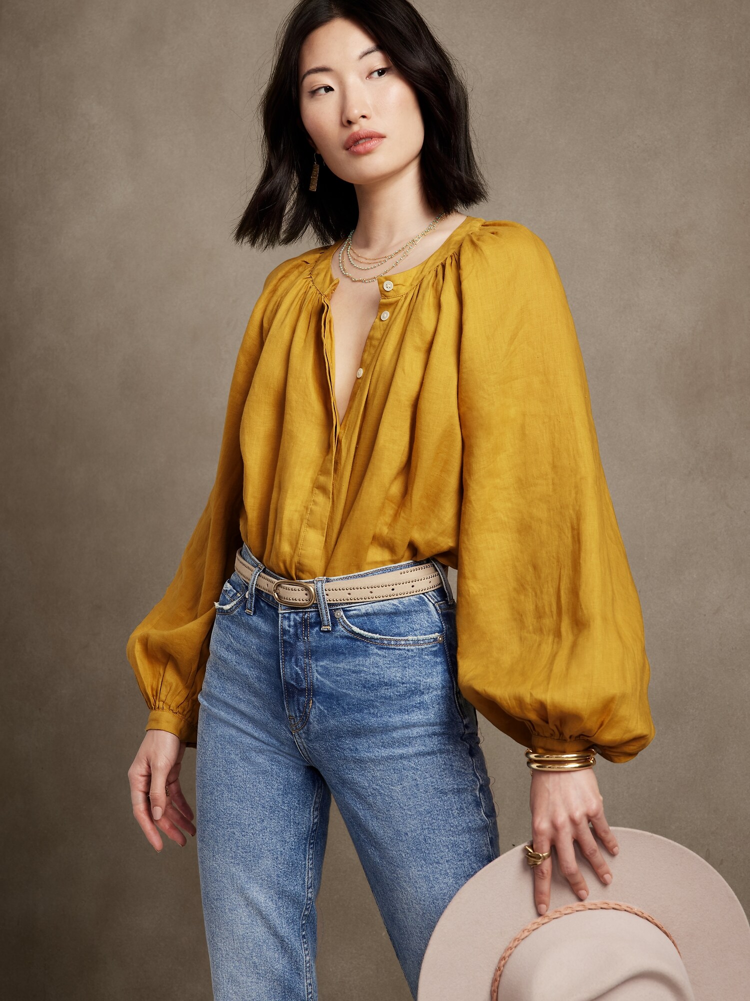 Banana republic best sale yellow blouse