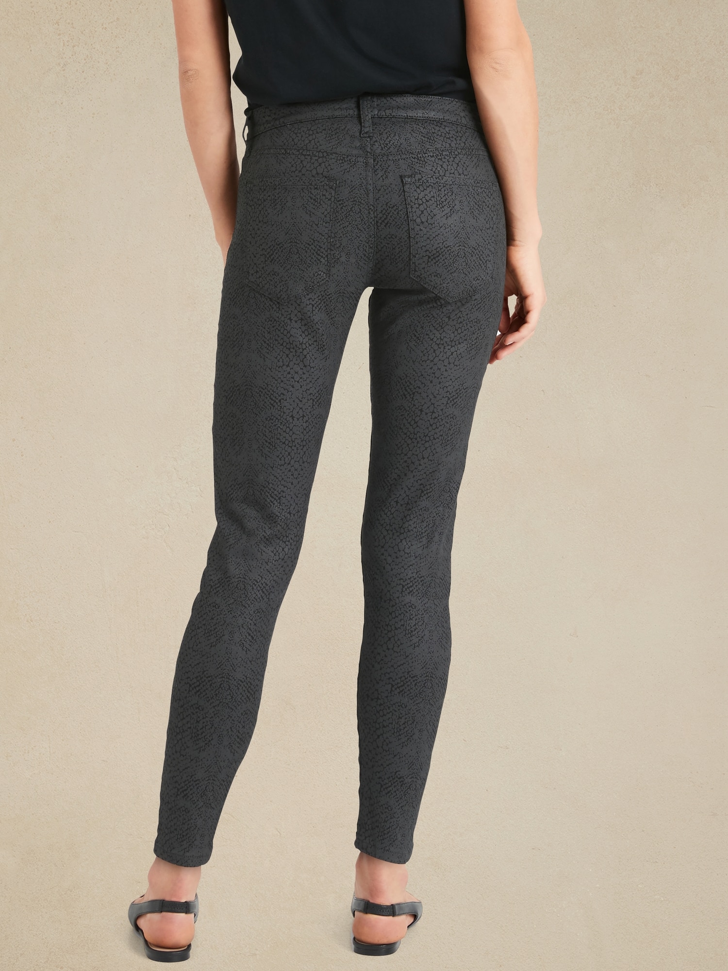 Mid-Rise Skinny Snake Print Jean